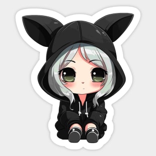 Kawaii Black Rabbit Girl Sticker